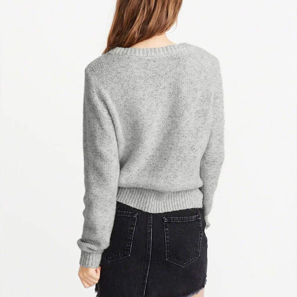 

FREE OSTRICH Autumn and winter new fashion women's pullover knit long-sleeved sweater round neck jumper pullover sweater 2019hot