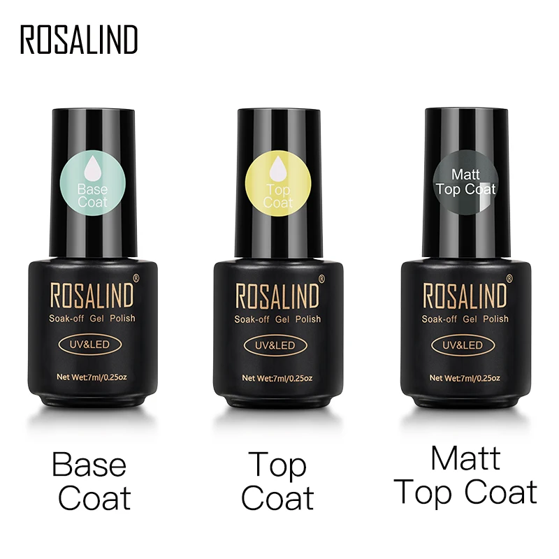 

ROSALIND Gel Polish Matt Top Base Coat Primer Reinforce Gel Hybrid Varnishes For Manicure Soak Off UV Gel Lacquer Nail Art 7ml