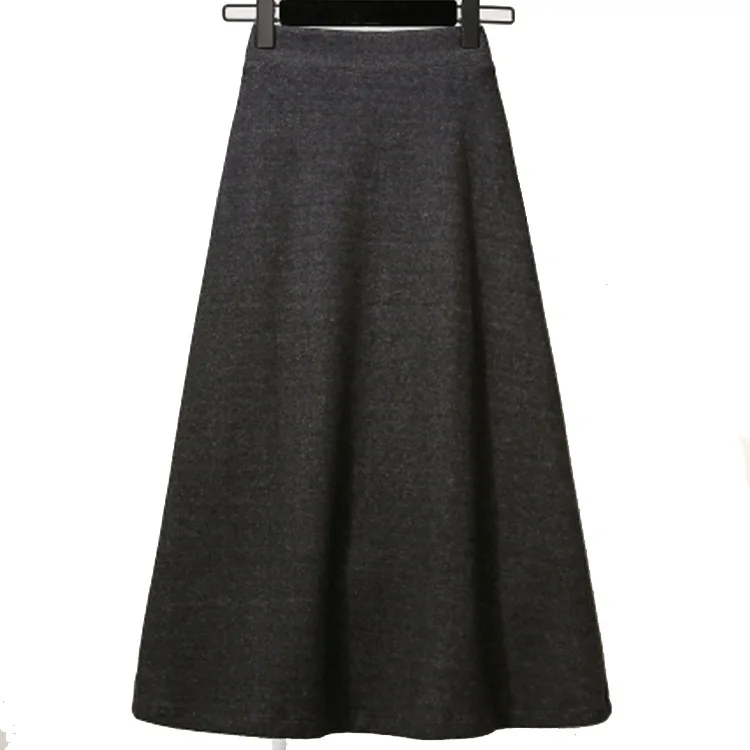 

ZCSMLL Autumn Knitted High Waist Skirt Women Large Size Vintage Office Lady Faldas Casual Simple A-line Skirts Saia Midi Warm