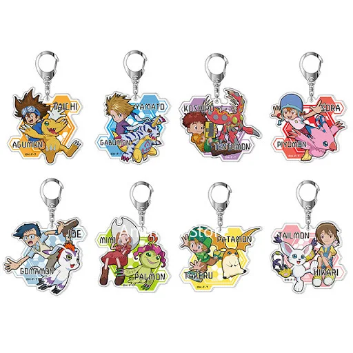 

Anime Digital monster Digimon Keychain Figure Doll Agumon Gabumon Tentomon Piyomon Acrylic Bag Pendant Keyring Collectible Gift
