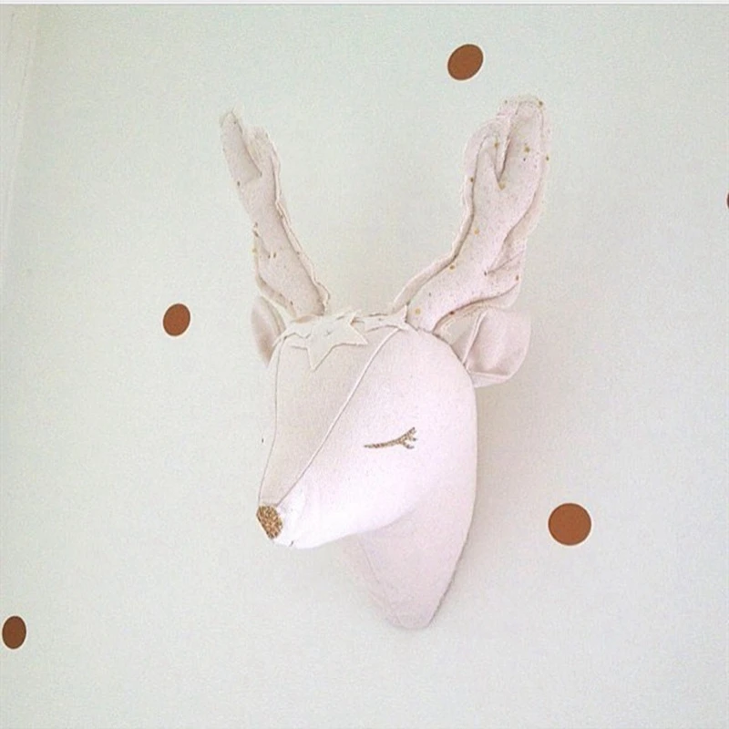 

Kids Girl Room Decor Ins Nordic Deer Animals Head Wall Hanging Plush Toys Room Decoration Stuffed Animal Birthday Gifts