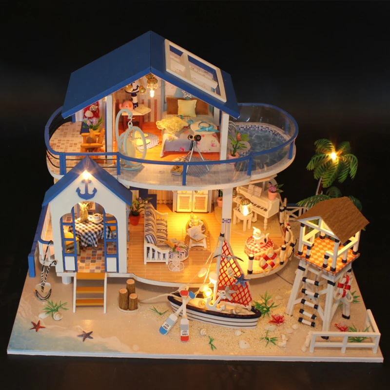 Большой кукольный домик сделай сам набор миниатюрных строительных моделей вилла