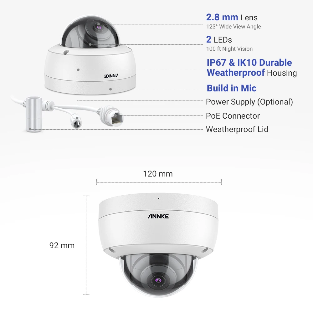 

ANNKE 16CH 8MP FHD POE Network Video Surveillance Cameras System With 16X 8MP IP Dome Security Cameras Audio Record CCTV Cameras