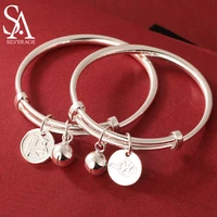 sa silverage baby bell sterling silver bracelet baby a pair of 999 silver lucky words for boys and girls solid bracelet gifts