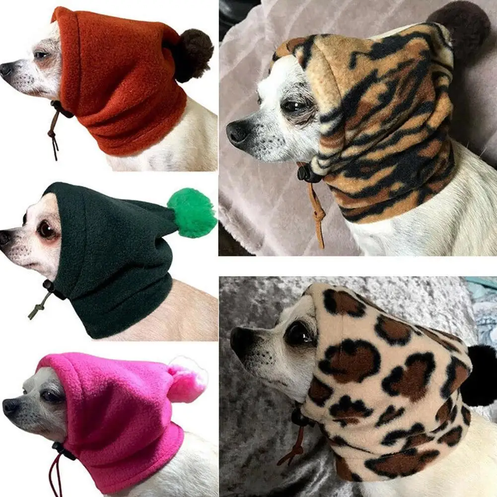 

Small Fur Ball Pet Hat Warm Drawstring Adjustment Hat Winter Dog Hat Fleece Puppy Outdoor Cold Protection Cap Dog Headgear