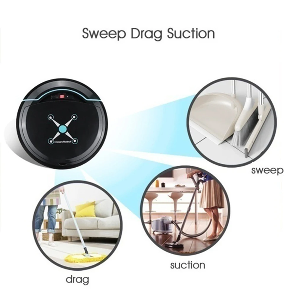 

ABS Automatic Smart Robot Vacuum Cleaner Home Rechargeable Suction Dust Sweeper