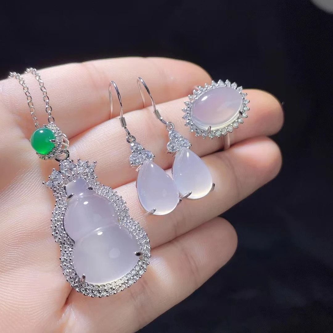 

LETSFUN 3 шт. 925 Стерлинговое Серебро натуральные нефритовые бусины из драгоценного камня ожерелье браслет серьги роскошный набор