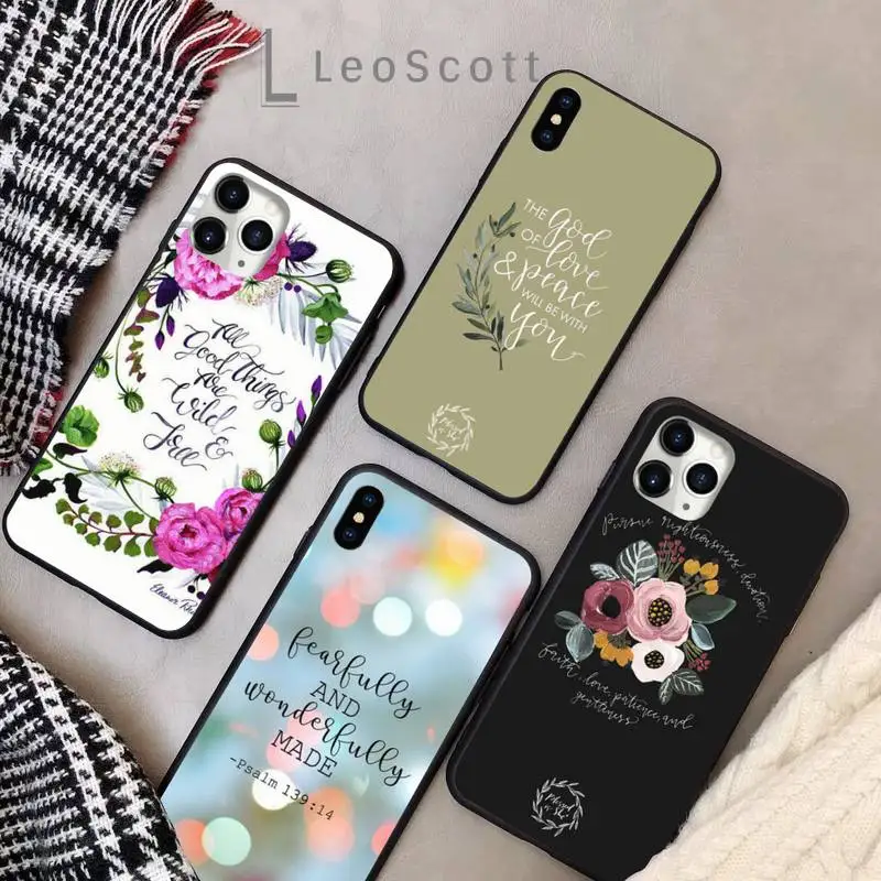 

Bible Flower color fashion Phone Case for iPhone 11 12 pro XS MAX 8 7 6 6S Plus X 5S SE 2020 XR Soft silicone