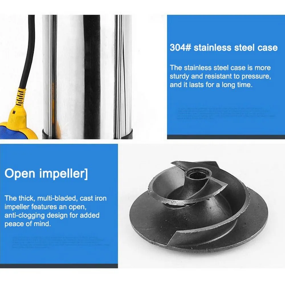 Погружной насос для сточных вод V180F из нержавеющей стали без блокировки водяной