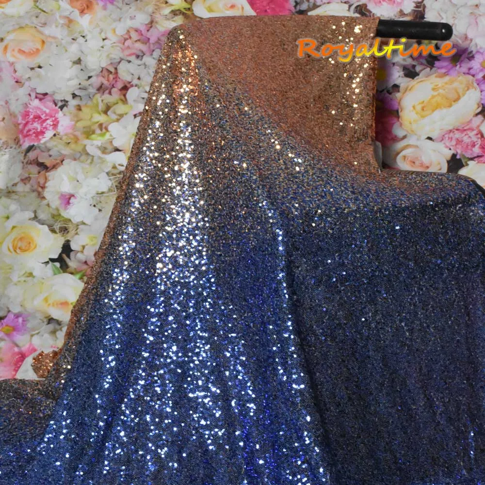 Royaltime градиентная темно-сине-серебряная блестящая ткань стрейч спандекс вышитая