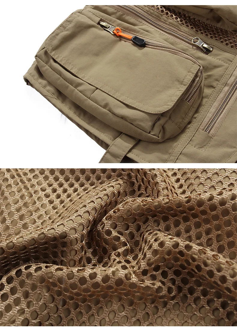 Summer fishing vest breathable multi-pockets mesh sleeveless jacket unloading photography hiking waistcoat big size5XL | Мужская одежда