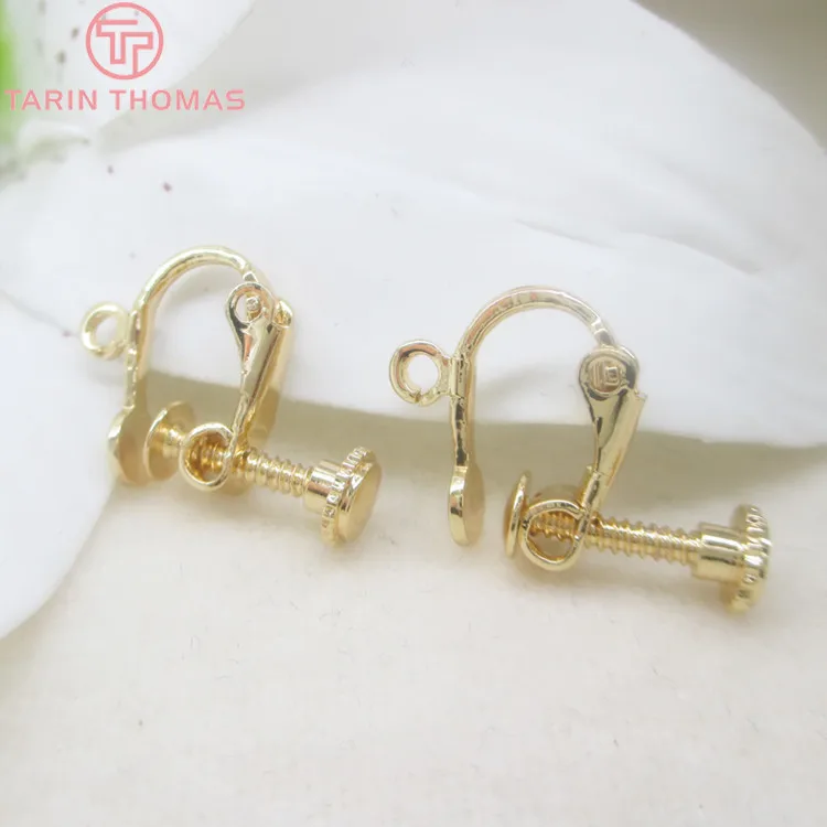 8 шт. латунные серьги-гвоздики с покрытием 24-каратным золотом 13 мм | Украшения и