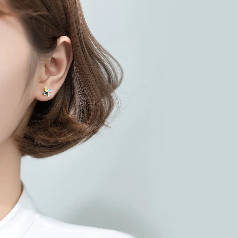 Trusta 100% Стерлинговое Серебро 925 пробы Серьги гвоздики красочные глазурь серьги в