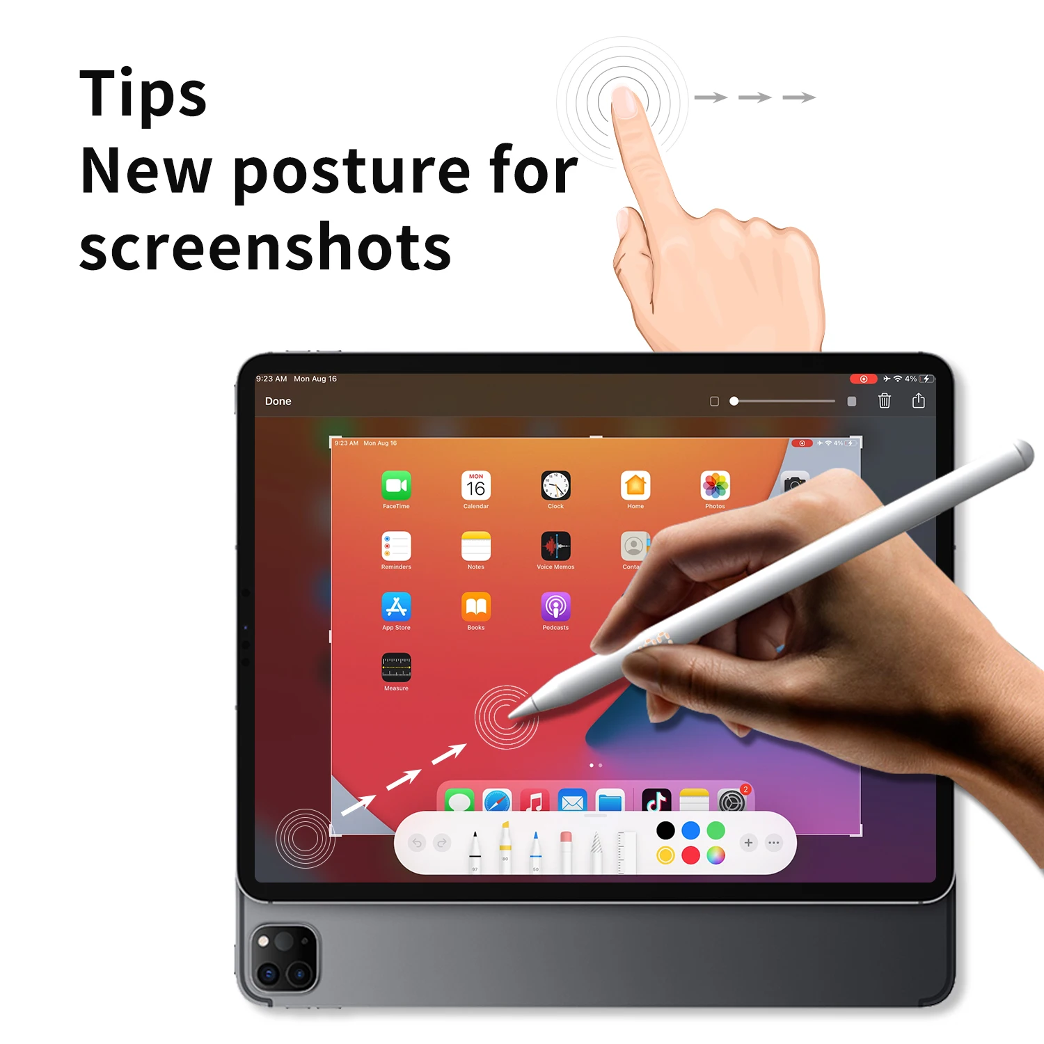 Стилус цифровой с индикатором мощности для iPad 2021-2021 2018 Pro 11 10 2 Air 4 наклоном Apple Pencil 1