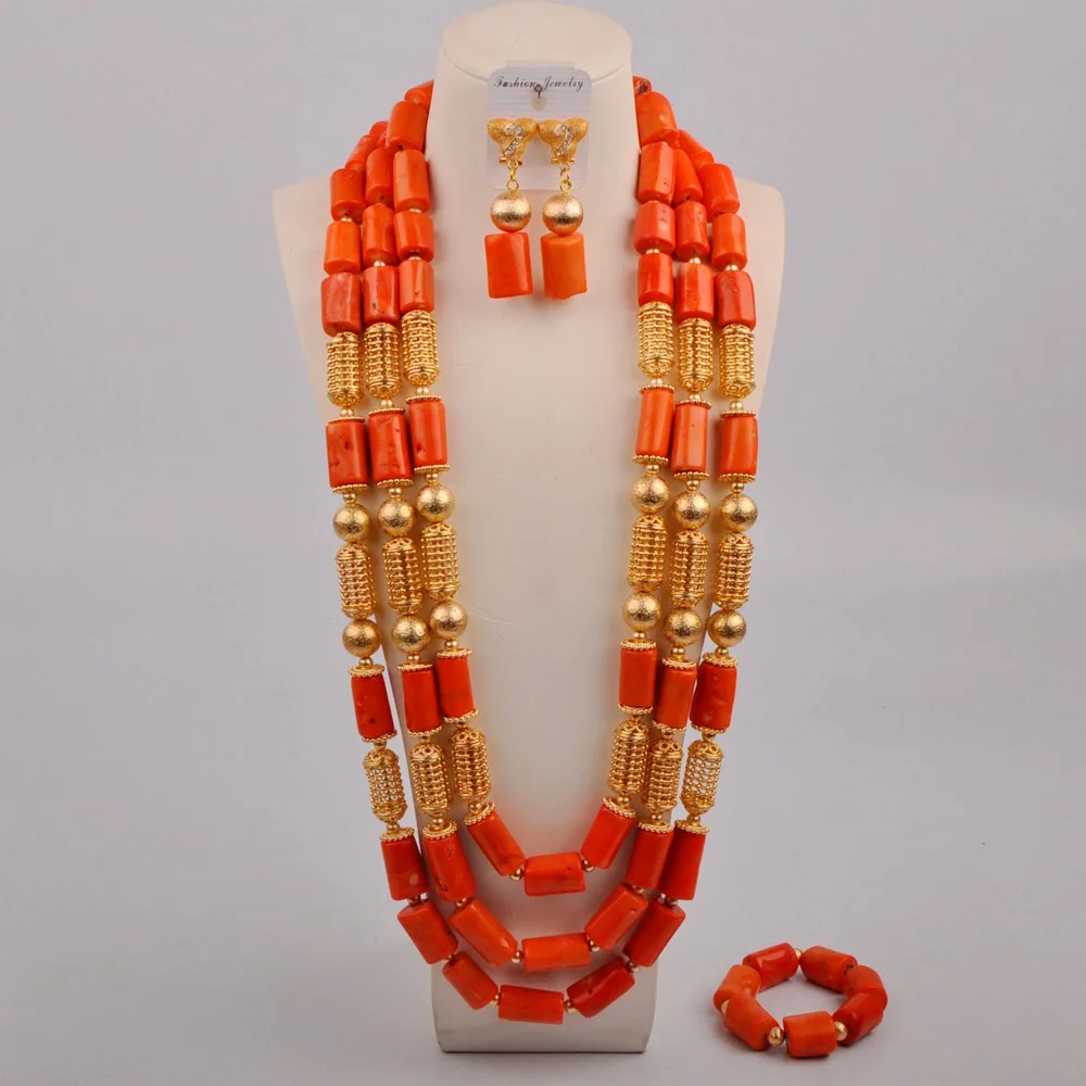 Удивительные нигерийские Коралловые бусы Набор украшений для женщин Костюм