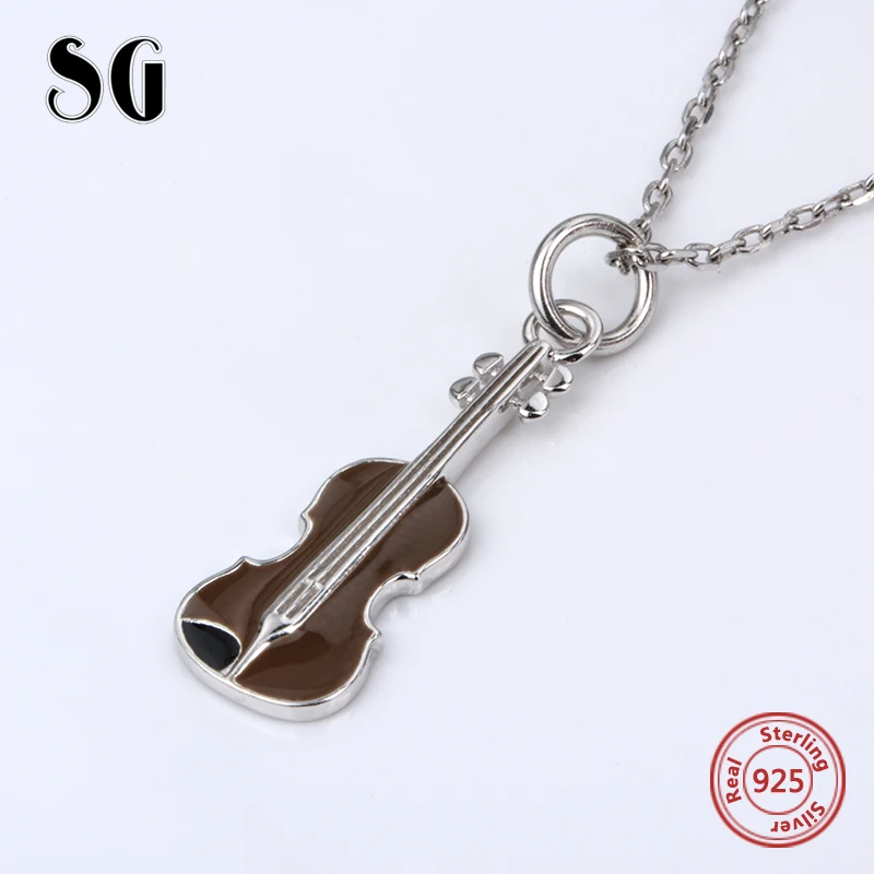 SG серебро 925 пробы цепочка для скрипки подвеска музыкальное ожерелье музыкальная
