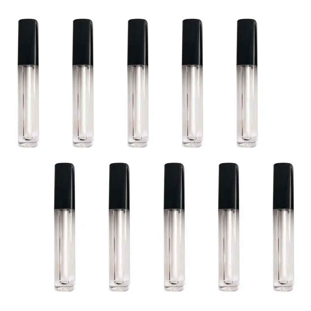 

10pcs 2.5ml Square Lip Gloss Tube Black Cap Lip Glaze Tube Empty Tube Glaze Tube Empty Refillable Bottle Cosmetics Accessories