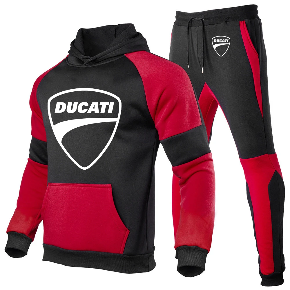 Мужской спортивный костюм из свитшота и брюк с логотипом Ducati на осень зиму |