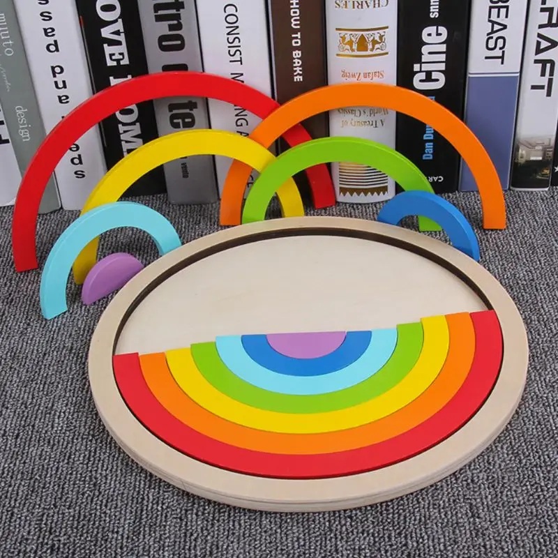

G2AD Colorful Wooden Blocks Puzzle Toys Children Kids Creative Rainbow Assembling Building Block Boys Girls Gifts