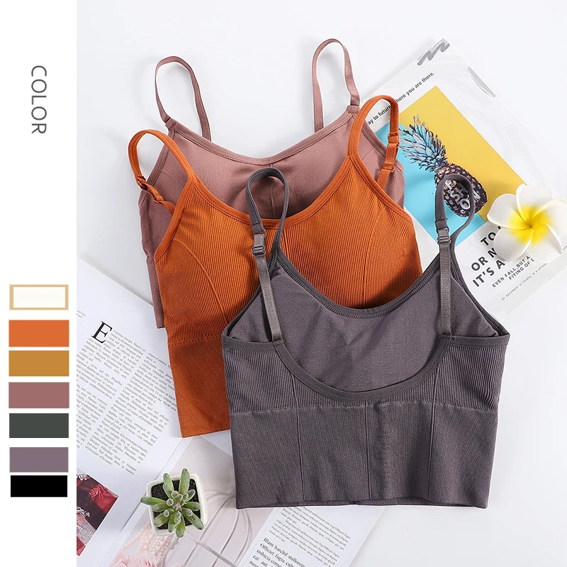 

Women Underwear Sport Bra Yoga Knitting Crop Vest Fitness Padded Sexy Female Gym Active Tank Wire Free Backless Adjustabel Top