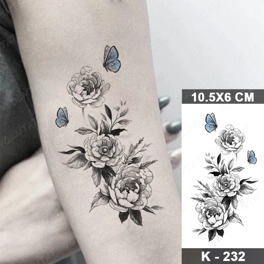 

Waterproof Temporary Tattoo Sticker Knife Rose Old School Flower Thorns Ankle Flash Tatoo Fake Tatto For Body Art Women Men