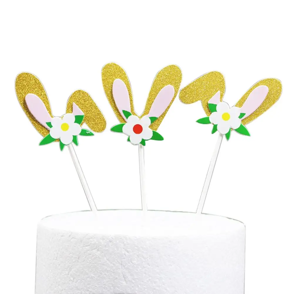 3 шт счастливый Пасхальный Кролик уши блестящий порошок Праздничный Орнамент