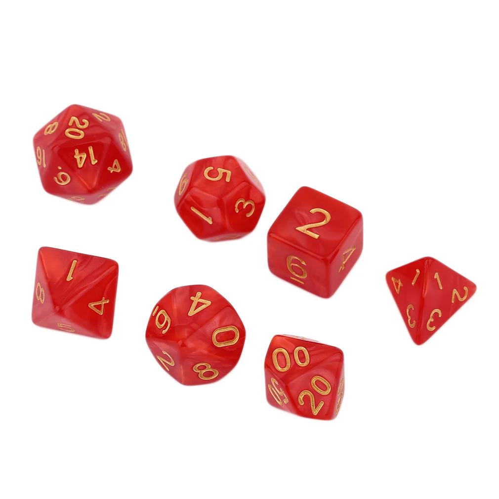 as show Яркий набор из 7 предметов, креативные многогранные акриловые Dice16-20Mm с жемчугом D4 D6 D8 D10 D12 D20 - Цвет: as show