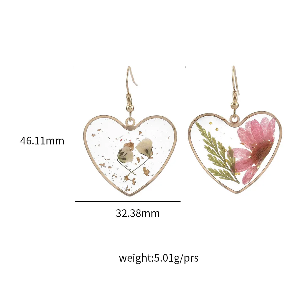 

Transparent Resin Gold Earrings Fashion Geometric Vintage Bohemia Tassel Peach Heart Dangle Earrings for Women Party Jewelry