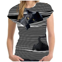 summer cat 3d stripe printed t shirt casual fashion short sleeve o neck menwomen tees high quality tshirt hombre