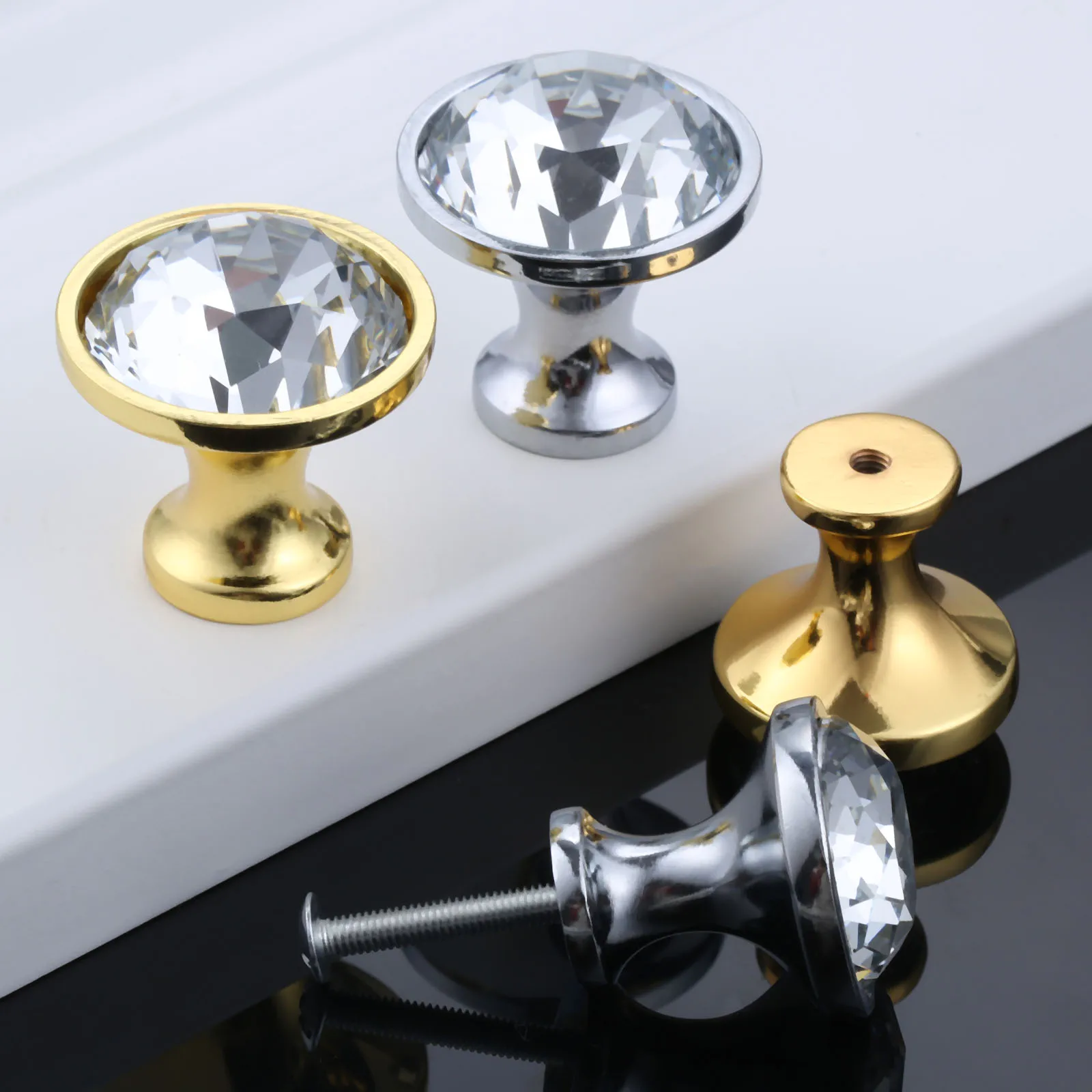 Ручки для шкафа из хрустального стекла 25/30 мм Круглый комод ящик сундук дверь или