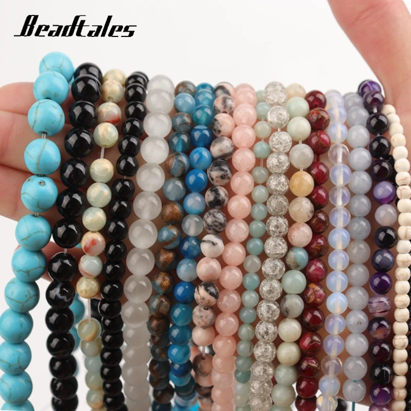 

Natural Stone Round Tiger Eye Amazonite Garnet Agates Angelite Quartz Lava Beads For Jewelry Making DIY Bracelet Accessories