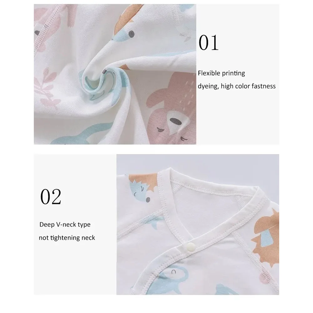 Baby Infant V-neck Jumpsuit Newborn Cute Cartoon Fruit Long Sleeve Cotton Boy Girl Clothing Toddle Monk Suit Pajamas