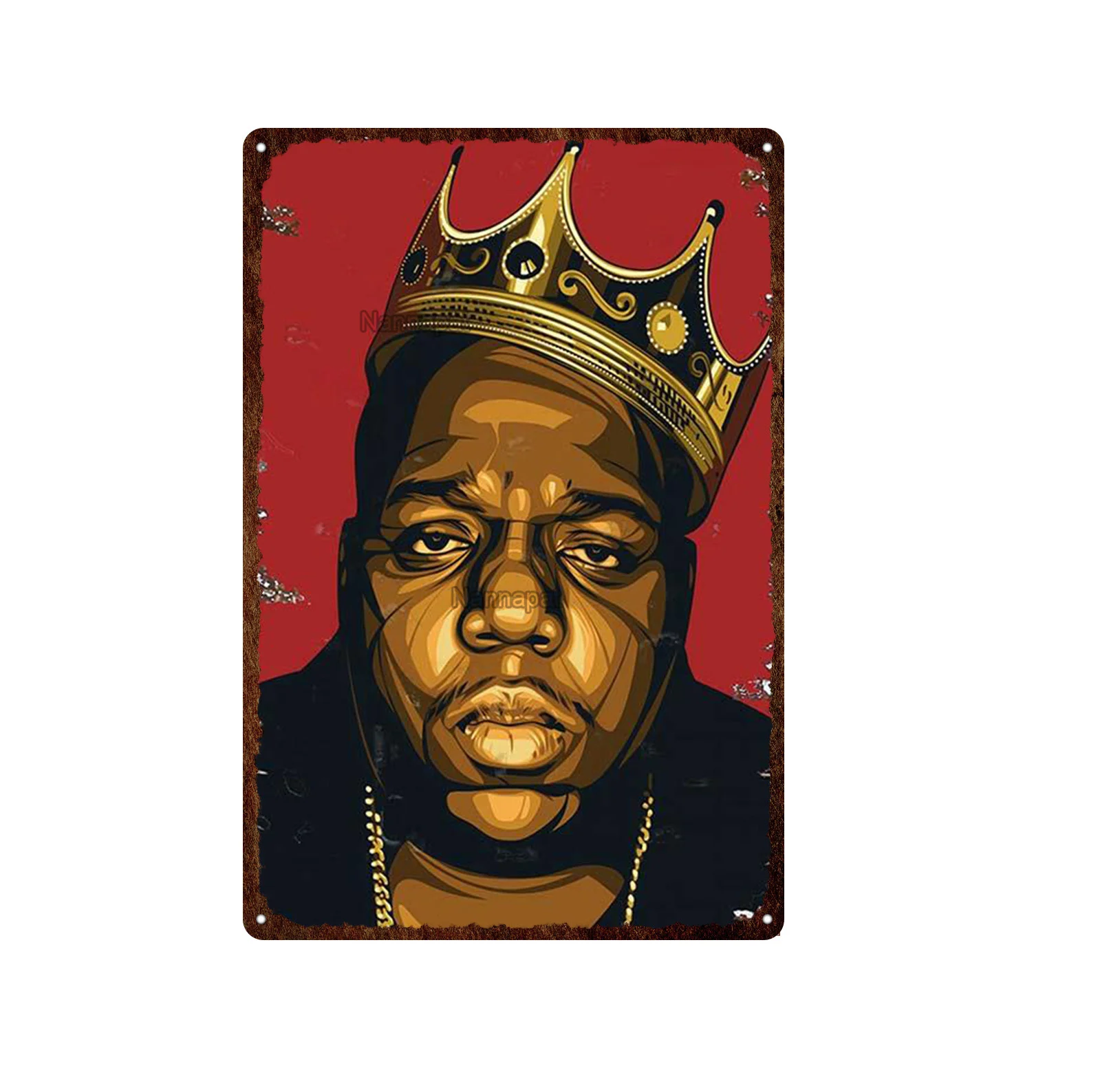 

Tin Painting of A Crown of A Cold King with A Famous Singer and Dancer Poster Logo Plaque American Style Industrial Decoration