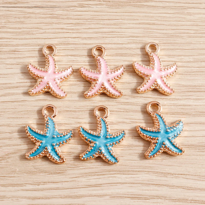 

10pcs 15*19mm Cute Enamel Starfish Charms for Making Fashion Drop Earrings Pendants Necklaces Keychains DIY Jewelry Findings