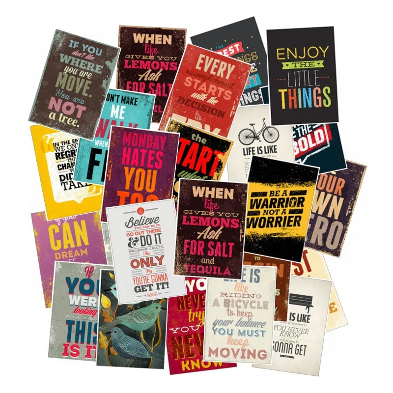 10/30/50 Uds. Serie de palabras inspiradoras, equipaje, ordenador, Notebook, pegatinas de grafiti, juguetes decorativos impermeables, venta al por mayor-2
