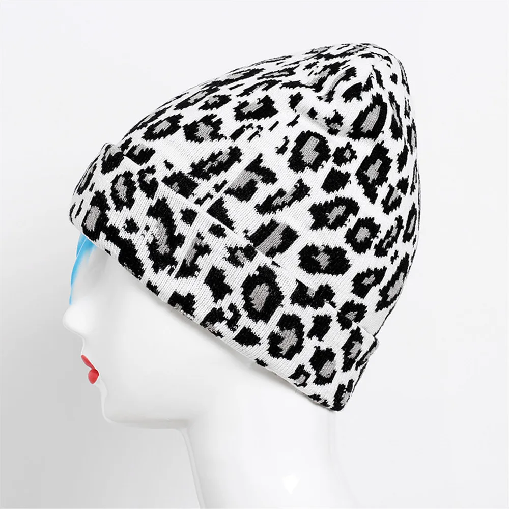 

Winter Leopard Printed Knitting Hat New Crochet Warm Hat Unisex Caps New Fashion Ladies Headdress Style Hat Warm Hats 2021