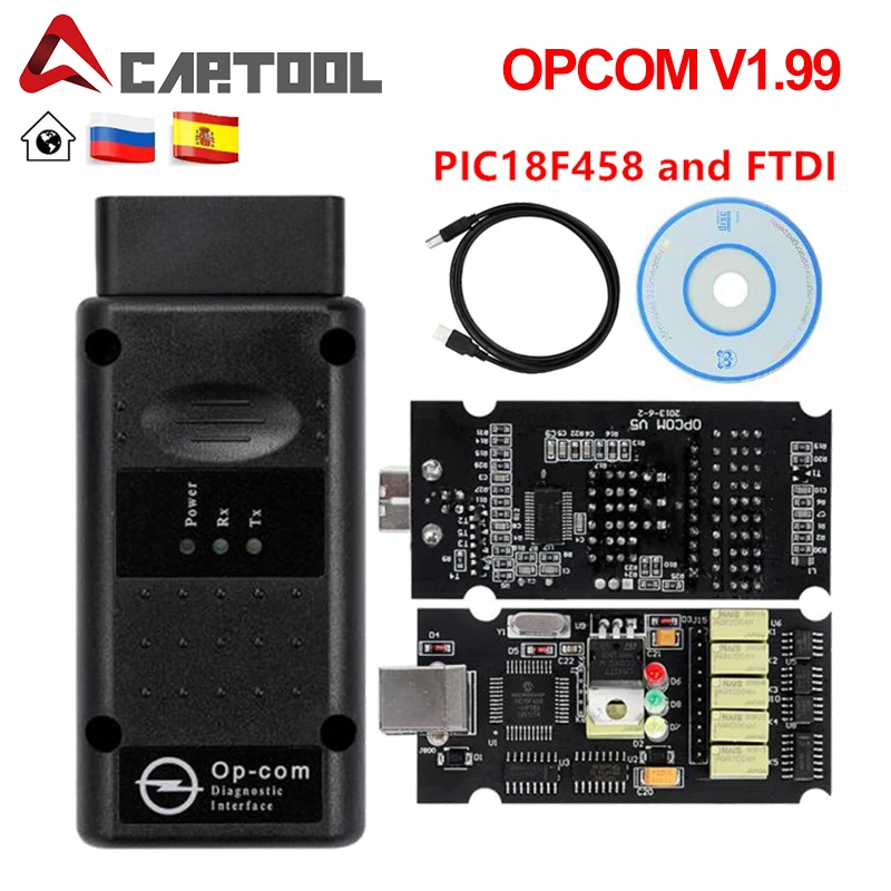 Opcom V1.70 V1.99 с чипом PIC18F458 FTDI FT232RL OBD2 диагностический инструмент для Opel OpCom шина сети