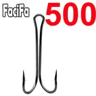 500 шт. двойной крючок с длинным хвостовиком, рыболовный крючок без косточек, крючок для ловли рыбы, рыболовные снасти для мягкой приманки