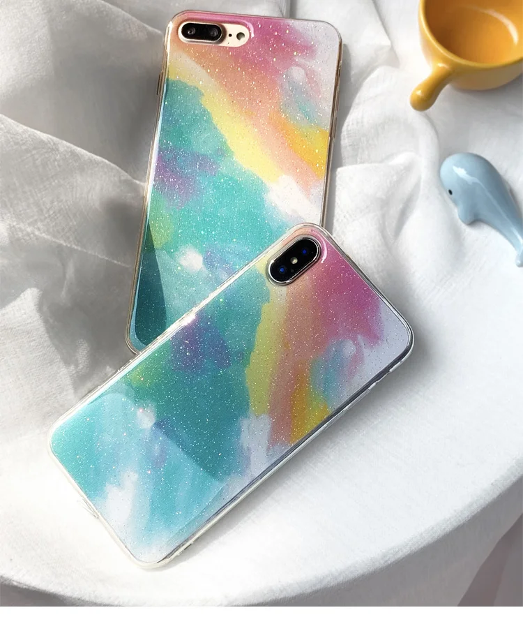 Модный мягкий ТПУ чехол Mashup Rainbow для iPhone 11 Pro Max 8 7 6 Plus X XR XS блестящий Hoesjes |