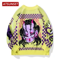 atsunset anime devil little girl sweater pullover 2021 hip hop streetwear vintage style harajuku knitted sweater
