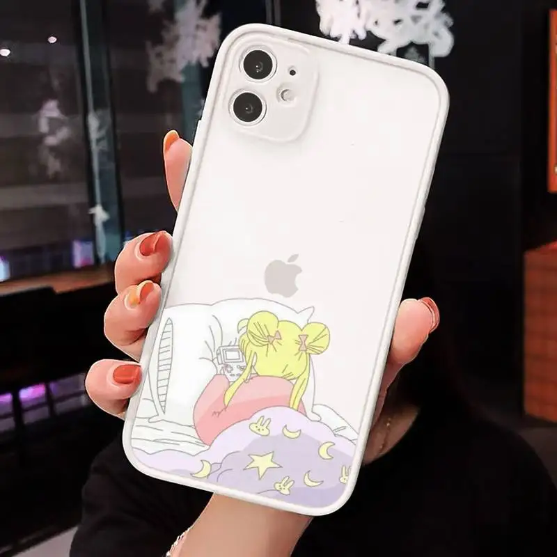 

Japan Anime Sailor Moon Princess Phone Cases Matte Transparent for iPhone 7 8 11 12 s mini pro X XS XR MAX Plus cover funda