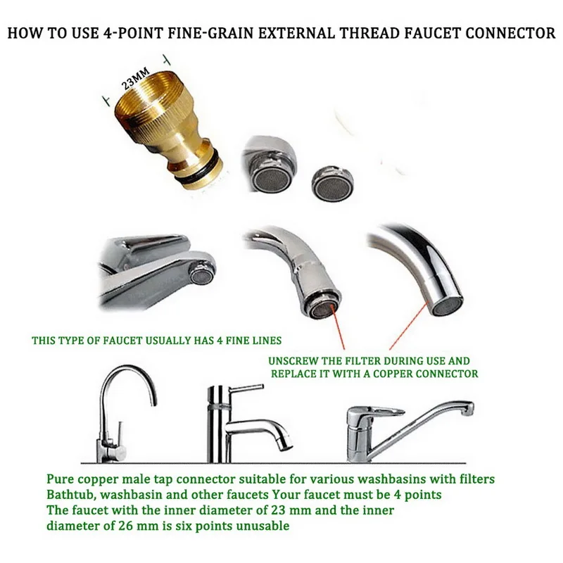 

Universal Threaded Tap Connector Adaptor for Tap Kitchen Faucet Tap Connector Mixer Hose Adaptor Pipe Fitting Faucet Adapter