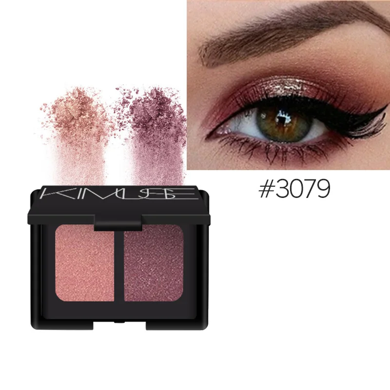 KIMUSE 2 Colors Double Eeyshadow Palette Shimmer Glitter Waterproof Long-lasting Eye Shadow Smoky Makeup maquillaje Cosmetic |
