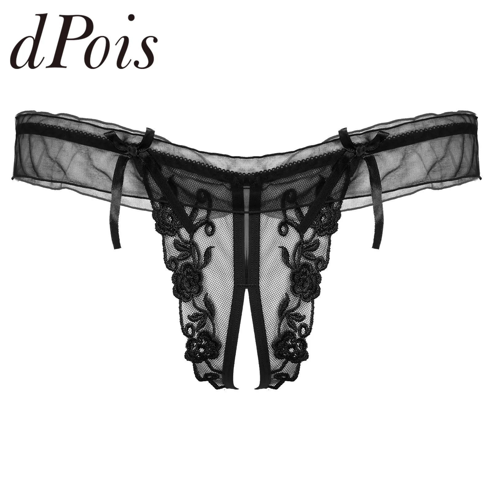 

Стринги мужские, кружевные, с цветочной вышивкой, с вырезом, с Т-образной спинкой и бантом, сексуальные, нижнее белье для мужчин, нижнее белье...