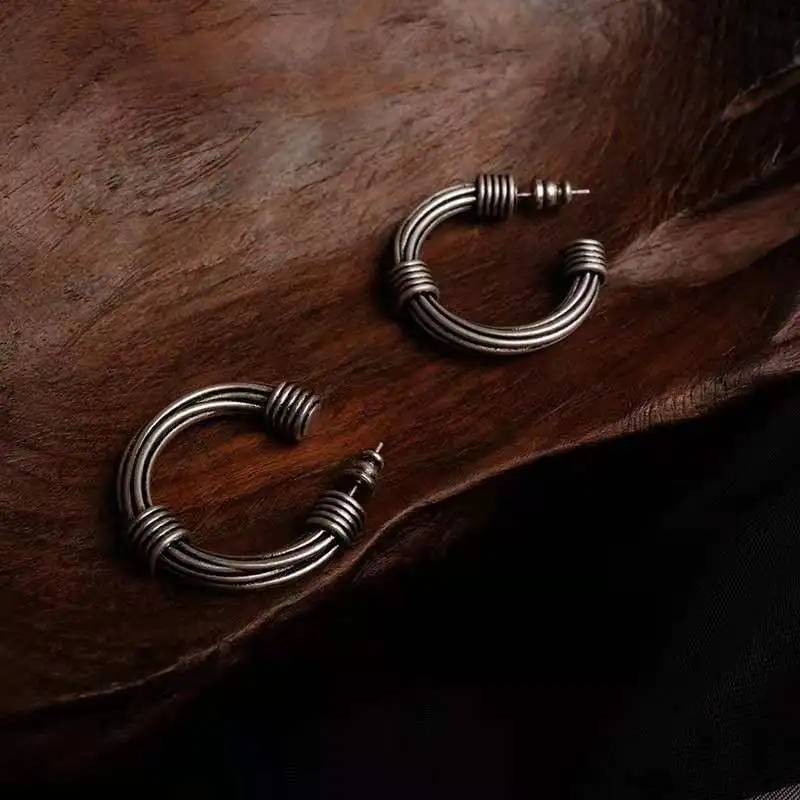 

New vintage brass, old half circle earrings