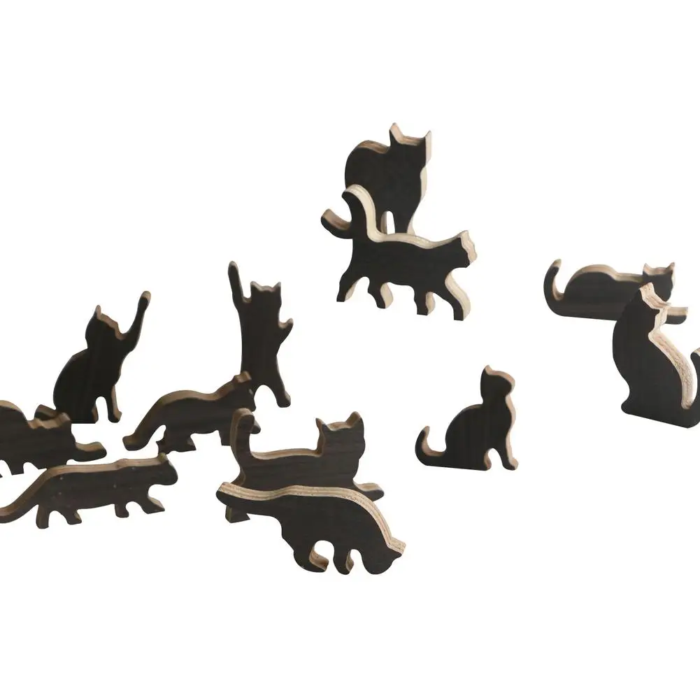 

Cat Woodwork Decoration Educational Stacking Desktop Ornaments Kids Educational Toy Garden Courtyard Farmhouse Decoration Durab