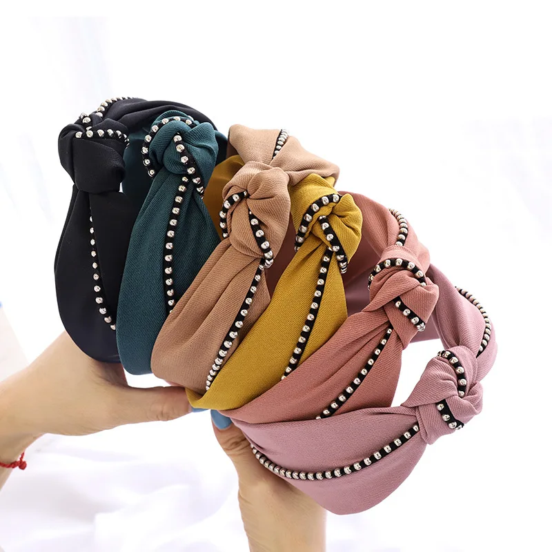 

Vintage Cross Knot Elastic Hair Bands Soft Solid Hairband For Girls Hair Bands Turban Hair Hoop Bezel Female Hair Accessories