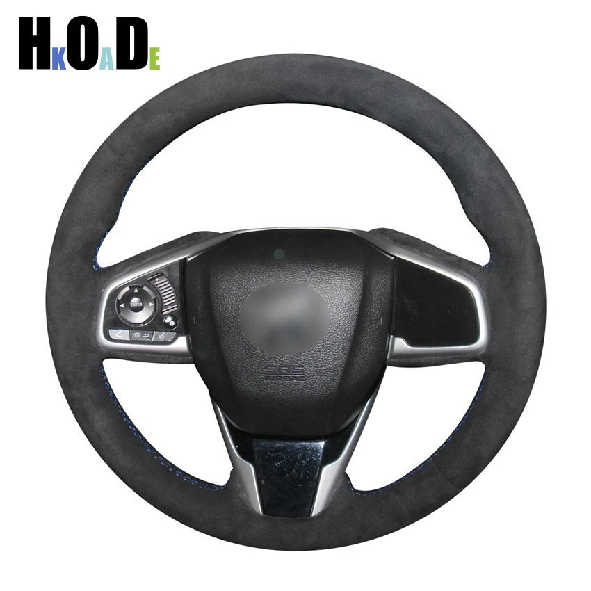 

DIY Black Hand-stitched Suede Car Steering Wheel Cover for Honda Civic Civic 10 2016-2019 CRV CR-V 2017-2019 Clarity 2016-2018