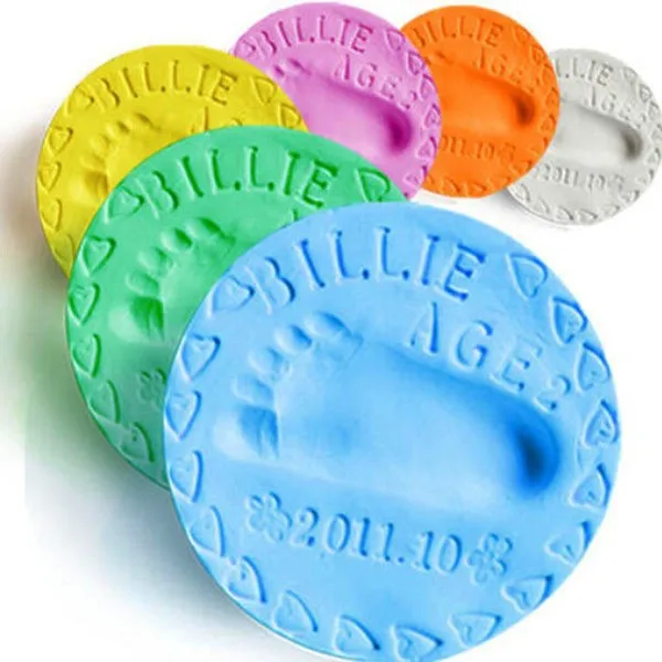 Kit de impresi&oacute;n de arcilla con huella de beb&eacute;, almohadilla de tinta de mano suave para padres e hijos, con memoria de huella dactilar, secado al aire, 30g, 1 unidad-1