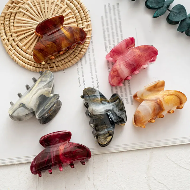 

Роскошный Стильный акриловый зажим для волос заколка со стразами "Звездное небо" Мрамор шпильки геометрической формы Для женщин Макияж инс...